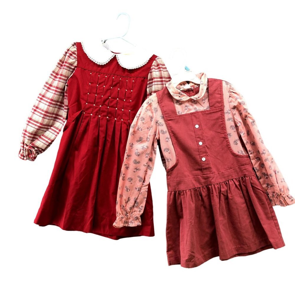 Vintage Girls 5-6 Dress Bundle Collared Peter Pan Collar Prairie Polly Flinders